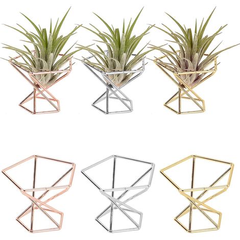 Support Pour Plantes Aériennes - Structure Géométrique En Métal Doré - Pour Fougères Aériennes Et Petites Plantes - Lot De 6 (1/5)