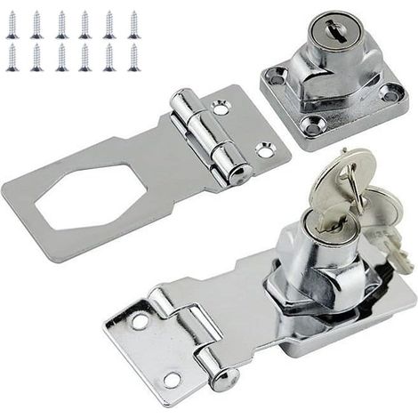 Verrou de porte à moraillon, cadenas robuste avec clé - 2 pièces (2,5 pouces) (1/4)