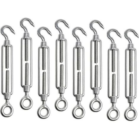 8 pièces M5 Tendeur Cable Tendeur Acier Inoxydable Réglable Tendeur Crochet et œil Acier Inoxydable 304 Tendeur de Fil pour Corde Cable Fil à Linge Jardin Grillage (1/5)