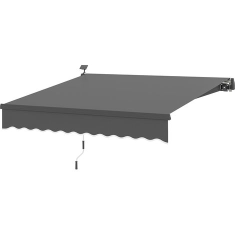 Klemmmarkise mit Handkurbel Solar-Lichte Gelenkarmmarkise Markise Sonnenschutz UV 50+, Balkonmarkise inkl. Wandhalterung Sonnenmarkise 300 cm breit für Terrasse Balkon Veranda, Grau Aosom