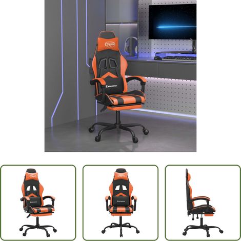 vidaXL Gamingstuhl Drehbar - Gaming-Stuhl mit Fußstütze Drehbar Schwarz & Orange Kunstleder (1/5)