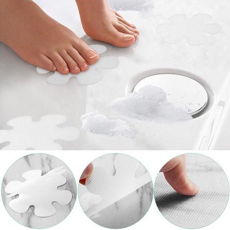Lot de 10 autocollants antidérapants en PEVA pour le sol de douche, baignoires, douches et piscines. (1/4)