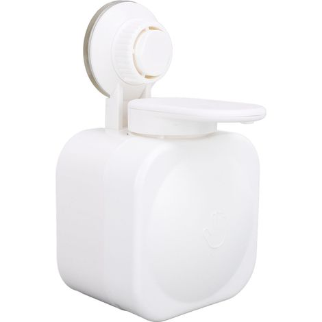 Distributeur de savon liquide à ventouse, sans perçage, capacité de charge 3 kg, fixation murale, flacon-poussoir en plastique blanc, pour salle de bain et évier de cuisine. (1/5)