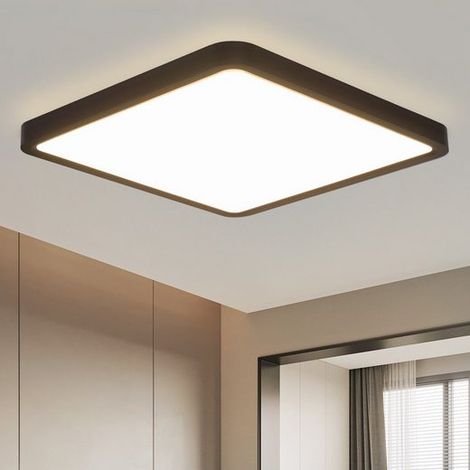 Plafonnier LED -GBLY Panel LED Noir Lampe de salle de bain 23CM Plafonnier chambre à coucher 18W Lampe de cuisine Angulaire Lampe de salle de bain Plafond IP44 Lampe de couloir 4000K (1/5)