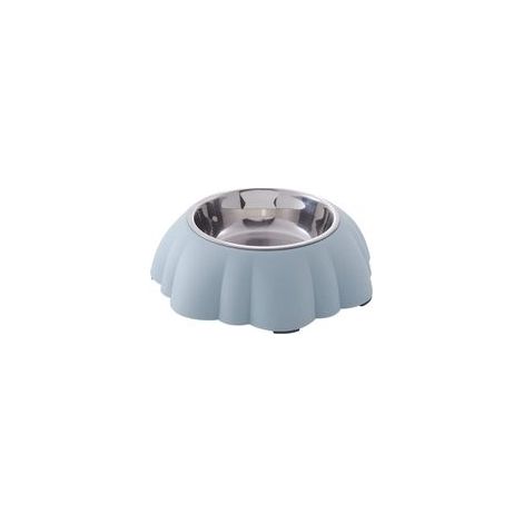 Gamelle en acier inoxydable en forme de citrouille, design anti-renversement pour nourriture et eau – Pour petits chiens et chats, 21,5 x 6,5 cm, bleu– (1/5)