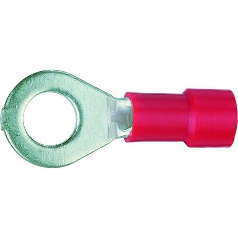 Cosses anneau à sertir pré-isolées PVC - Rouge - M8 - 0,5 - 1,5 - 100