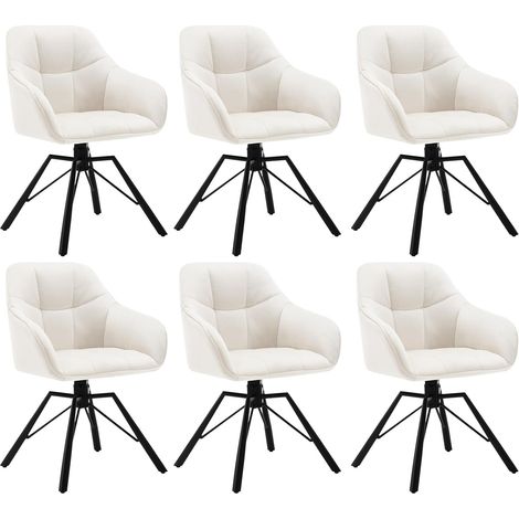 WOLTU Set di 6 Sedie per Sala da Pranzo Girevoli a 360°. Sedie da Cucina Imbottite con Gambe in Metallo. Poltroncine in Velluto per Camera da Letto. Soggiorno.Crema (1/5)