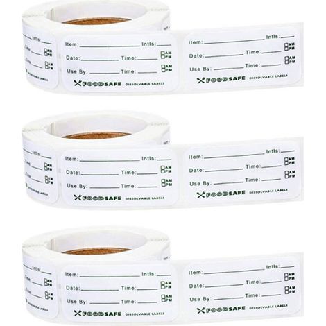 Étiquettes autocollantes pour congélateur et réfrigérateur - 3 rouleaux de 300 étiquettes chacun - Date limite de consommation - Étiquettes pour conserves - Étiquettes de cuisine - 5 x 2,5 cm - Blanc (1/5)