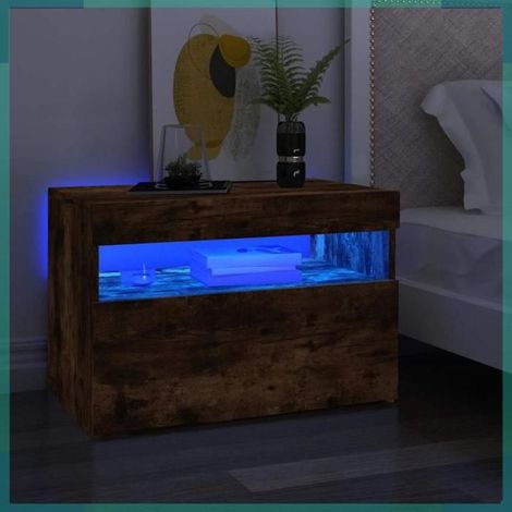 815678 Meuble TV avec lumières LED Chêne fumé 60x35x40 cm (1/5)