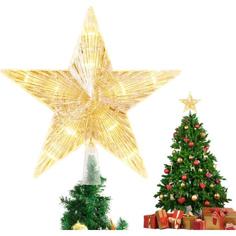 Étoile De Sapin De Noël - Étoile Lumineuse LED Ajourée Avec Projecteur Intégré - Décoration Festive Pour Arbre De Noël - 1 Pièce (1/5)