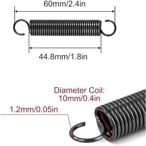 Ressort de Traction 50mm Ressorts de Tension avec Crochets à 90 Degrés Ressorts en Fil de piano Diamètre du Fil 1,2mm Diamètre Extérieur 10mm Force 3,2kg