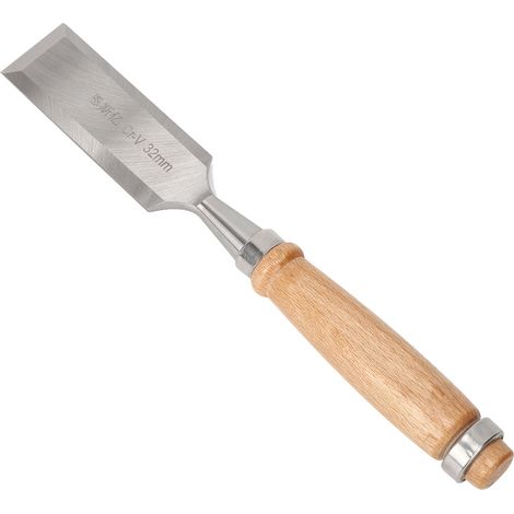 Ciseau plat pour la menuiserie, outil de coupe à manche en bois, accessoire industriel durable, acier au chrome-vinyle, 32 mm (1/5)
