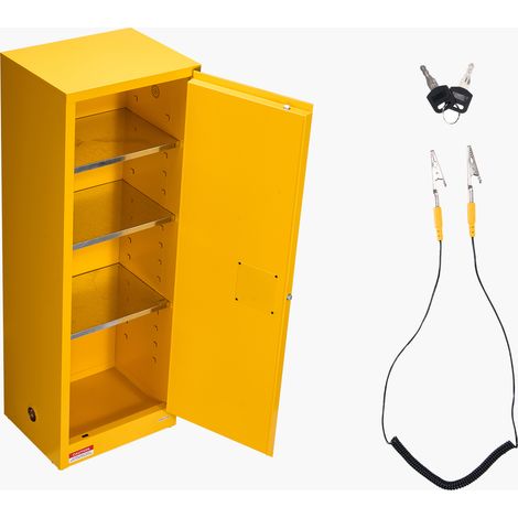 Mophorn Gabinete para Materiales Inflamables, Armario Ignífugo de 59 x 46 x 165,1 cm con Capacidad de 87,06 L, Fabricado en Acero Galvanizado y Laminado en Frío, con Estante Ajustable, Color Amarillo (1/5)