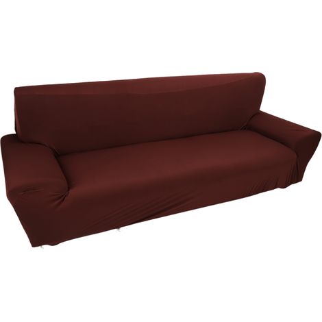 Copridivano 3 Posti Elasticizzato – Per Divani 190-230 cm, Antiscivolo e Lavabile – 92% Poliestere 8% Elastan – Design Elegante Marrone – Ideale per Casa e Ufficio (1/5)