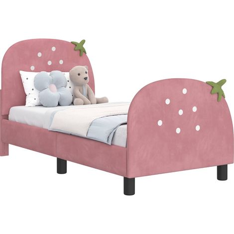 Toddler Bed Frame with Headboard Pink 70 x 140 cm Velvet vidaXL