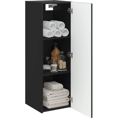 vidaXL Wall-mounted Bathroom Cabinet Black 33 x 34.5 x 100 cm