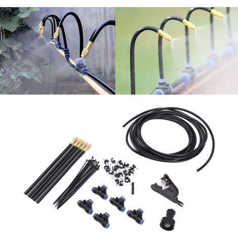 Kit d'Arrosage Goutte à Goutte Système d'Irrigation Automatique avec 5m Tube et 5 Buses Universelles Réglables (Connexion US) pour Patio et Misting (1/5)
