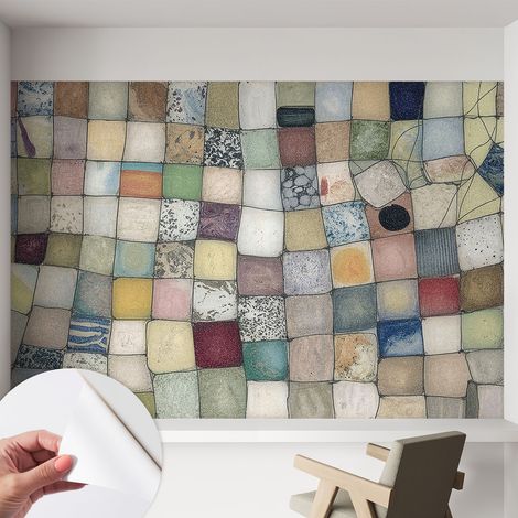 Papier peint adhésif autocollant pour salon chambre à coucher peint imprimé pour mur Mosaïque colorée 152x104 cm (1/5)