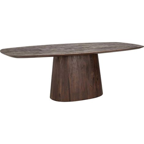 Table à manger ovale élégante en bois foncé - Brun foncé chaleureux (1/4)