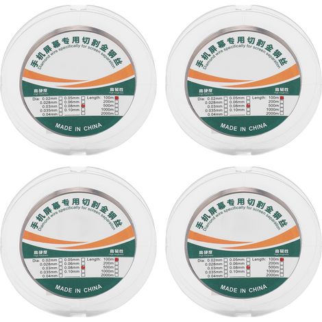 Fil de découpe pour écran de téléphone, 4 rouleaux de 100m, acier au carbone haute résistance, fil de molybdène 0,08mm (1/5)