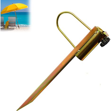 Piquet de parasol en métal robuste - support de parasol pour la plage, la terrasse et le jardin - convient aux mâts de parasol de 25 à 32 mm (1/5)
