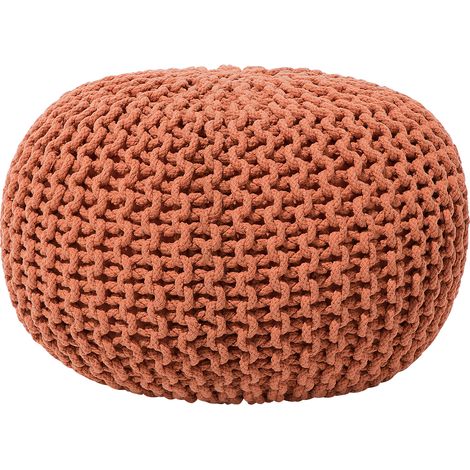 Puf otomana cobrizo tejido de algodón relleno de EPS reposapiés pequeño redondo 40 x 25 cm Conrad
