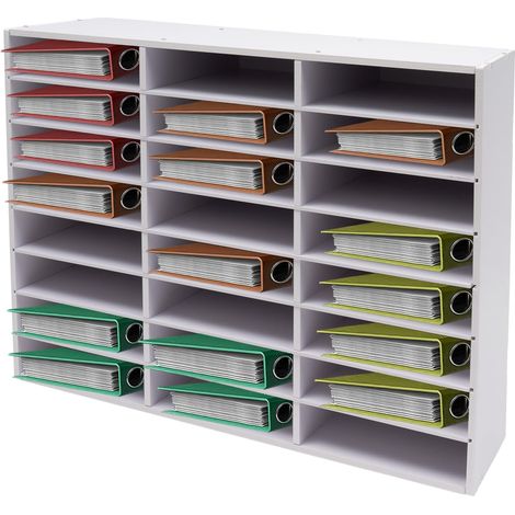 Office Paper Organizer 24 Compartment PVC Office Filing Trays Letter Rack Desk Organiser White A4 Paper Document Holder Storage Tidy Mail Sorter File Holder Paper Organiser for Home Office School (1/5)