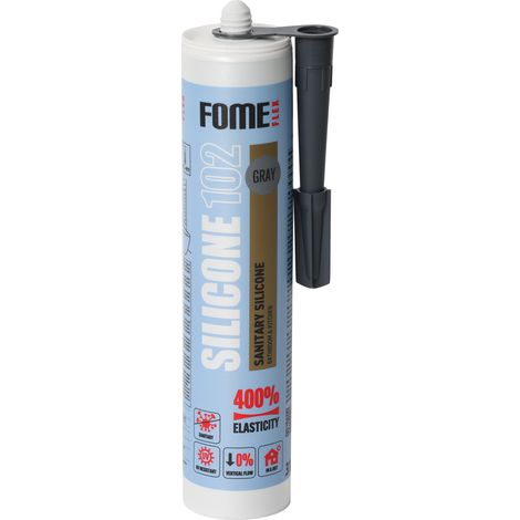 Sellador de silicona sanitaria FOME FLEX 102 – gris, acético, sellado para cocina y baño, antimoho (1/5)