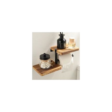 Porte-papier toilette mural avec étagères vintage – Capacité 5 kg – Installation facile – Pour salle de bain et cuisine (1/5)