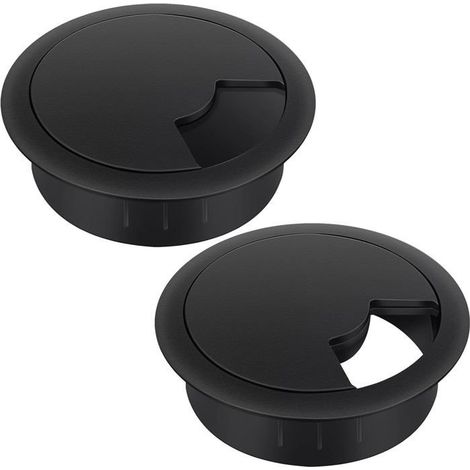 Passe-Câble 60 mm-2pc Passages de Fil en Plastique Noir pour Bureau,Organisateur de Gestion des Câbles pour la Maison et le Travail (1/4)