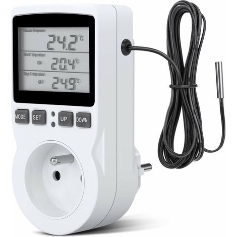 Regulateur Température Numérique, Prise Thermostat Chauffage Refroidissement Regulateur De Temperature Lcd, 230v Pour Régulateur Température Ferme à Effet Serre/Thermostat Terrarium(prise Fr) (1/5)