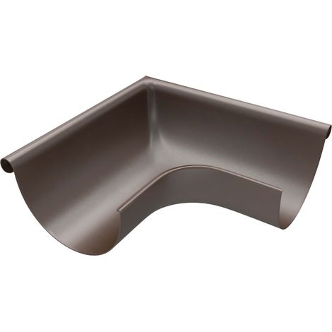 ZAMBELLI Cornière de gouttière 90 degrés (angle extérieur) galvanisée Cornière de gouttière avec bourrelet extérieur pour gouttière demi-ronde, sans soudure, 105mm brun cuivré (1/5)