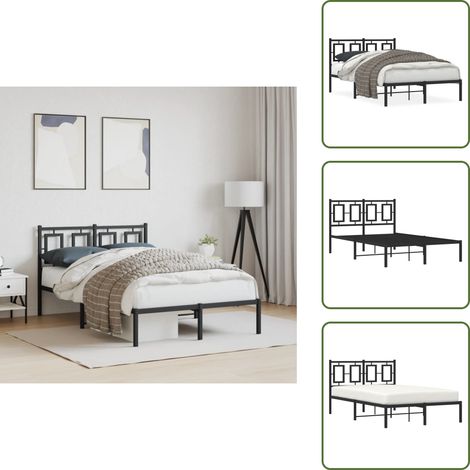 vidaXL Estructura cama sin colchón con cabecero metal negro 120x200 cm (1/5)