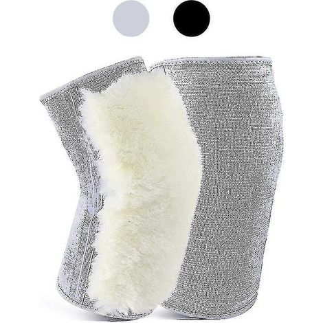 Genouillères Darmowade (lot de 2) doublées en polaire épaisse, pour femmes et hommes, en cachemire et laine, gris et noir, taille XL. (1/3)