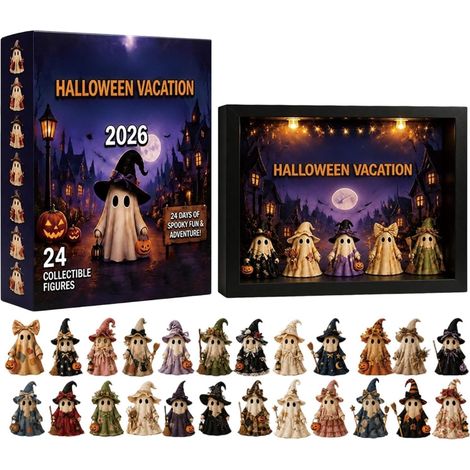 Calendrier de l'Avent d'Halloween - 24 jours effrayant avec lumières - Compte à rebours pour décoration d'Halloween - Pour filles, adolescents, adultes, vacances, fête, anniversaire, festival (1/5)