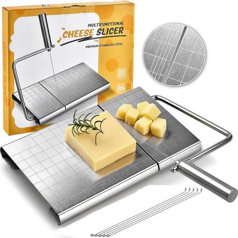 Trancheuse à fromage en acier inoxydable, trancheuse à fromage multifonctionnelle réglable (taille de l'assiette : 21 x 13 cm) (1/5)