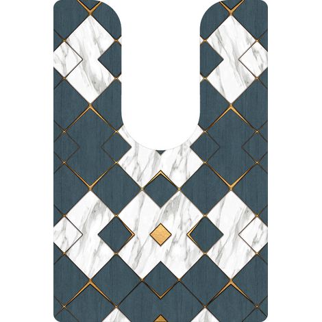 U-shaped toilet mat, waterproof and stain-resistant PVC floor mat, non-slip mat for bathroom - luxurious diamond shape - 5560cm