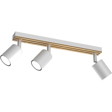 Plafoniera barra 3 spot orientabili bianco/legno Terra Luminex