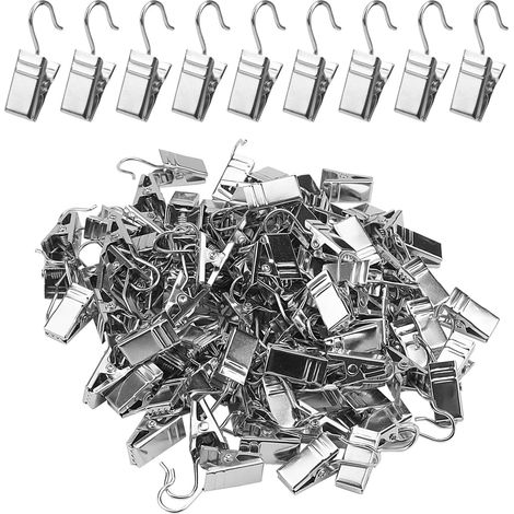 100er-Packung Metall-Gardinenclips - mit Haken (1/5)