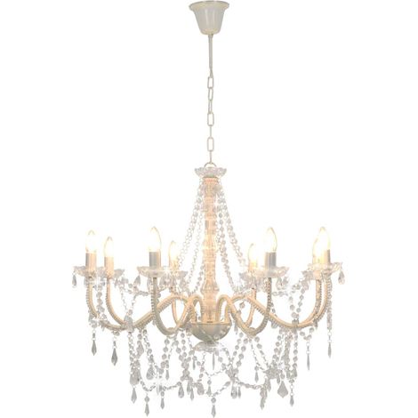Lustre avec perles Blanc 8 ampoules E14 (1/5)