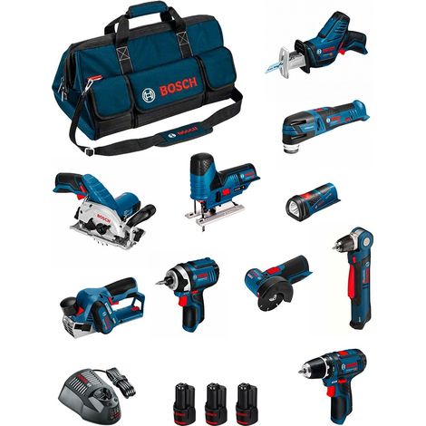 Bosch – Pack de 10 outils électroportatifs 12V – Perceuse-visseuse GSR 12V-15 – Visseuse à chocs GDR 12V-105 – Scie circulaire GKS 12V-26 – Coffret de transport (1/5)