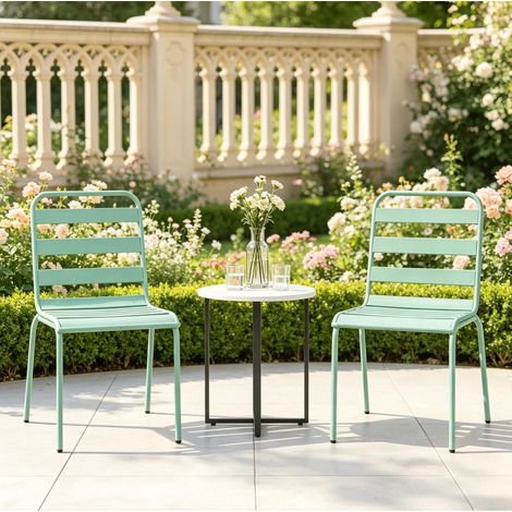 Sedie da giardino impilabili in acciaio, verdi, set da 2 HAVRYA (1/5)