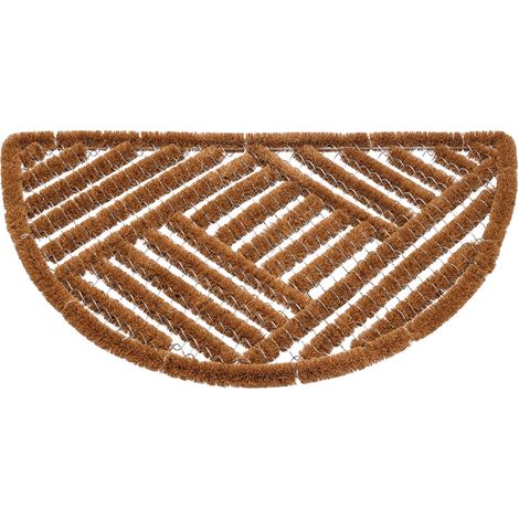 Paillasson Coco 75 x 45 cm - Tapis d’Entrée en Fibres de Coco Naturelles et Acier galva – Gratte-Pieds Anti-Boue et Anti-Saleté – Tapis Brosse Intérieur/Extérieur - Format Demi-Lune (1/3)