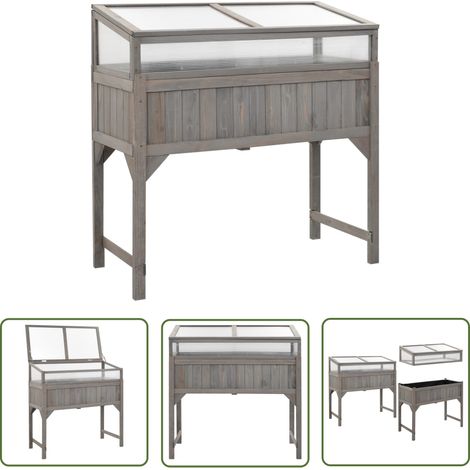 The Living Store Hochbeet mit Gewächshaus 110x54x120 cm Massivholz Tanne - Hochbeet - Gewächshaus - Gartenmöbel - Holzhäuser - Blumenerde (1/5)