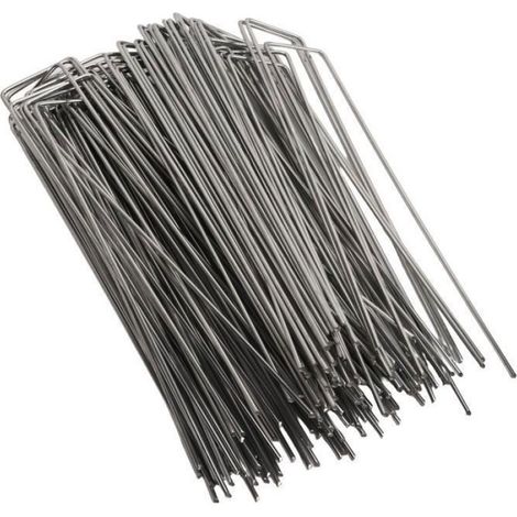 100PCS Piquet Jardin en Acier Galvanis 4x10cm - Fixation Sol Toile Paillage Agrafes pour Bache multi PIQUET D\'ANCRAGE POUR VOILE D (1/3)