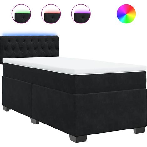 Maison Exclusive - Letto a Molle con Materasso Nero Singolo in Velluto (1/5)