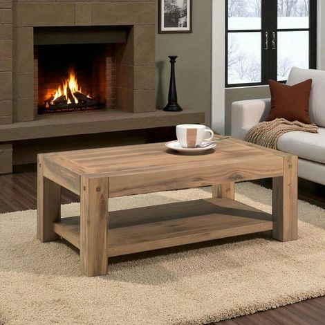 Table basse rustique double plateau FJORD (1/4)