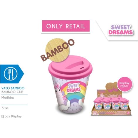 Unicorno Tazza Bamboo Con Coperchio Kl10638 X1