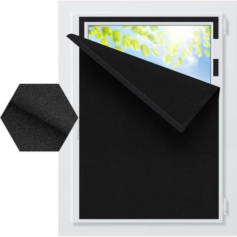 Rideau occultant portable 100 % — Sans perçage — Fixation par Velcro (Noir, 100 x 150 cm) (1/5)