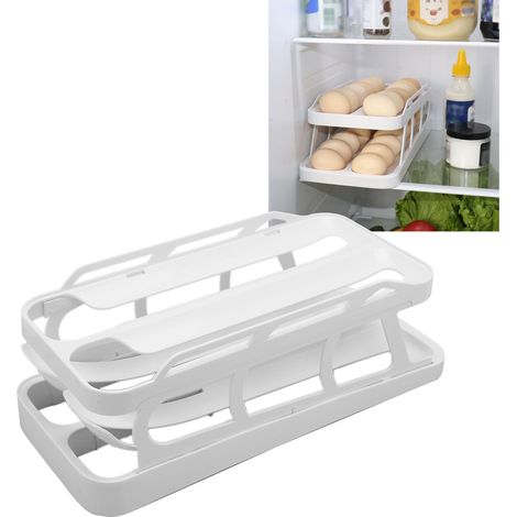 Distributeur d'œufs pour réfrigérateur, support à œufs à double rangée, blanc (1/5)